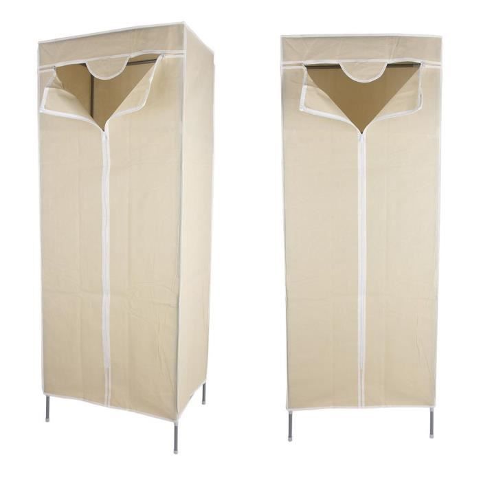 Armoire De Rangement Dressing Penderie De Vêtement Pliable En Tissu Non Tissé 110 X 45 X 175 Cm Beige