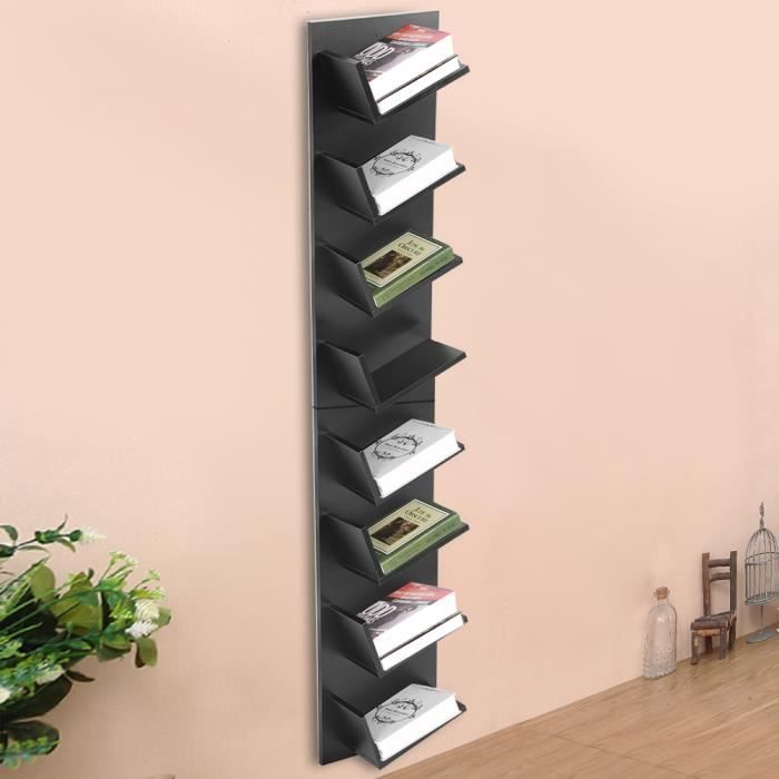 Étagère murale 8 tier Étagères de rangement Livres CD Présentoir - Noir -  Cdiscount Maison