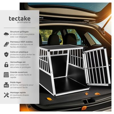 Siège Auto Chien Petite Taille 54x52x35 Cm – Tissu Oxford, Coussin Lavable, Laisse De Sécurité – Noir