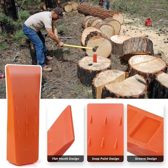 6 Pièces Coins D'Abattage Arbres Plastique ABS - 6 Pouces, Orange/Rouge + Sac Filet