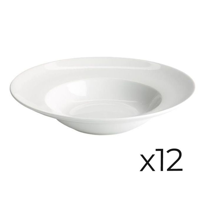 Duisoad 6 Pièces Assiettes à Pâtes Creuses 22,5 Cm - Assiettes Plastique Réutilisables Blanc Pour Nouilles, Soupes, Salades Et Plats