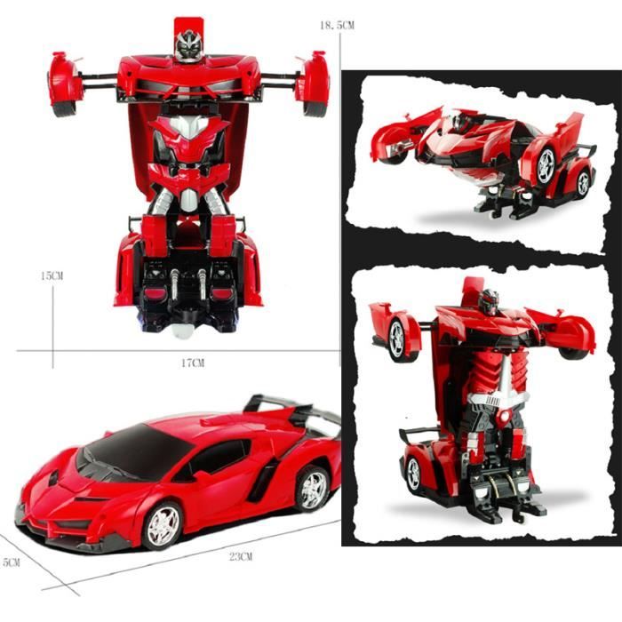 Jouet de voiture robot rouge et transformant 5 en 1 (17cm)