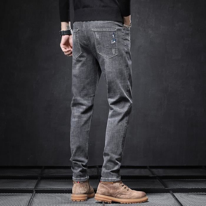 Jeans Homme Gris Slim Stretch Casual Coupe Droite Grey Cdiscount Pret a Porter