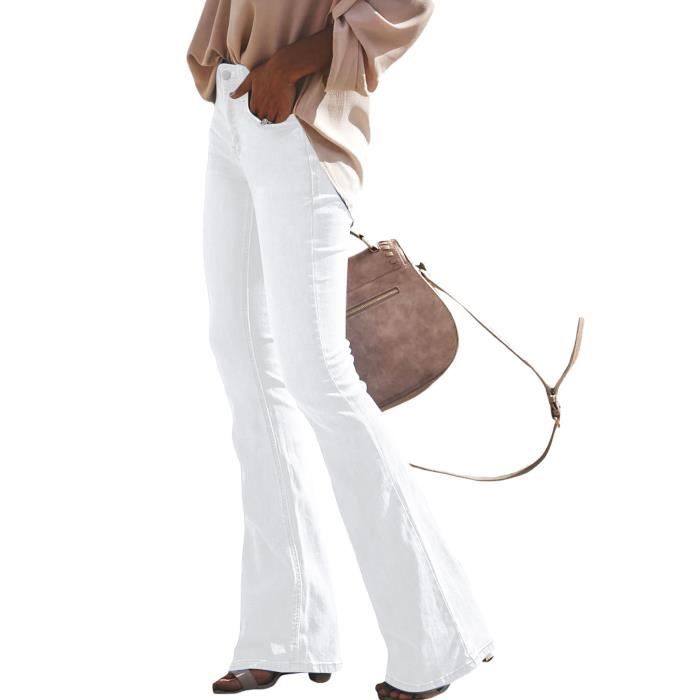 Jeans Femmes AUTREMENT Taille Haute Flare Blanc Pattes d