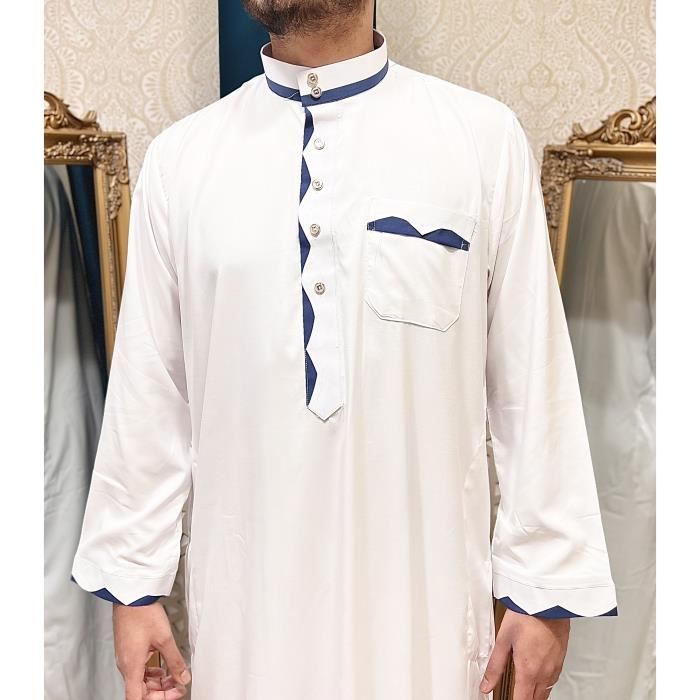 Qamis homme pour priere et fete Saoudien et Emiratis Blanc