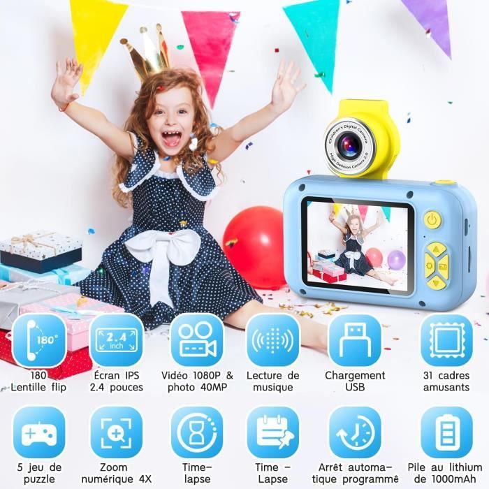 ARNSSIEN Appareil Photo Instantané Enfant, Appareil Photo Enfant avec Écran 2,4 & Objectif Rotatif 180°, Cadeau Noël/Anniversaire pour Filles et Garçons, M2 ARNSSIEN Appareil Photo Instantané Enfant, Appareil Photo Enfant avec Écran 2,4 & Objectif Rotatif 180°, Cadeau Noël/Anniversaire pour Filles et Garçons, M2