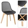 Chaise longue ALICIA-CHAISE - Lot de 4 chaises - Pieds en bois - Noir, blanc, bleu, gris foncé-2