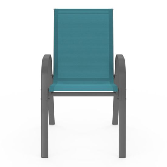 Lot De 6 Chaises De Jardin IDMarket LYMA - Métal Gris Et Textilène Terracotta - Empilables - Confort Accoudoirs