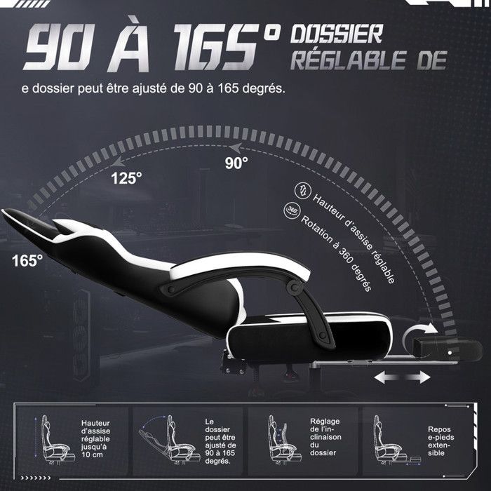 MEENICE Chaise Gaming Ergonomique Noir Avec Coussin à Refroidissement MEENICE Chaise Gaming Ergonomique Noir Avec Coussin à Refroidissement
