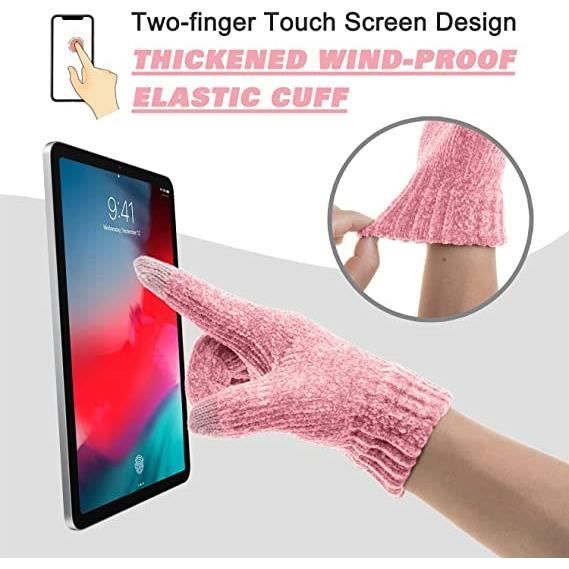 Ensemble Hiver Femme Bonnet Écharpe Gants Tactile 3 En 1 - Doublure Polaire, Taille Unique