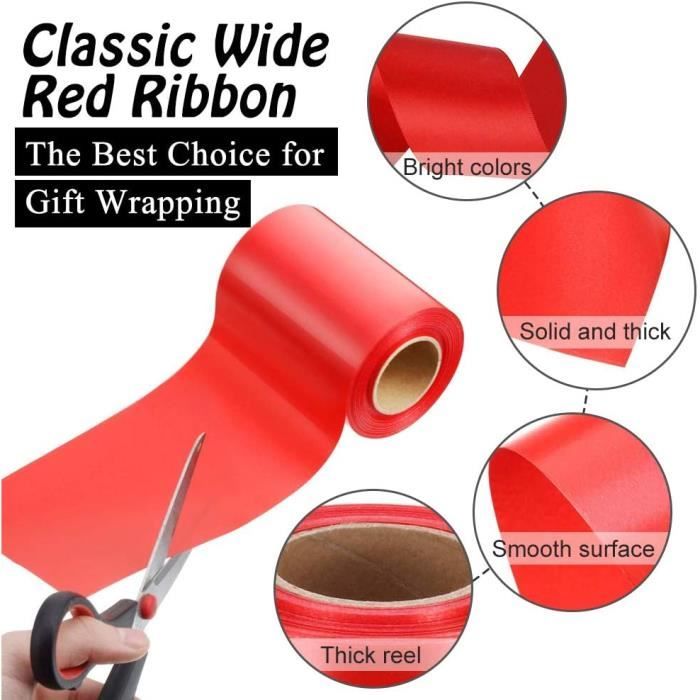 Ruban Satin Rouge 25 Mm X 66 M - 3 Rouleaux - Pour Emballage Cadeaux, Décoration Mariage, Noël