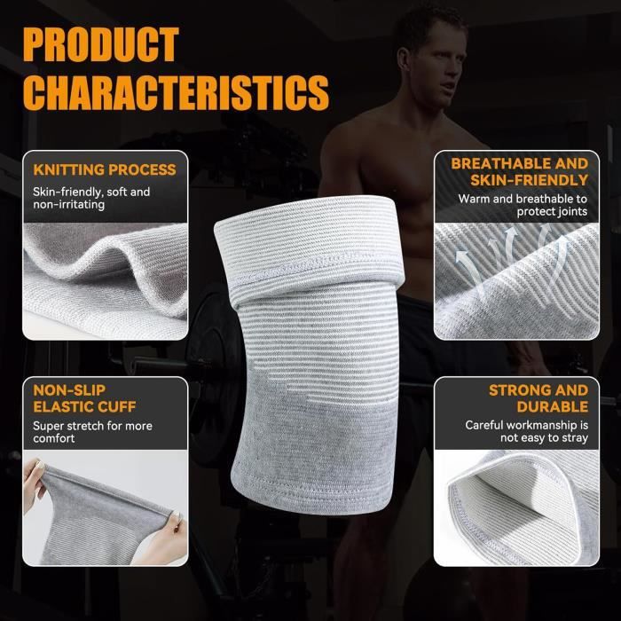 Lot De 2 Genouillères De Sport Homme Femme - Compression Avec Silicone Antidérapant Et Ressort Mémoire