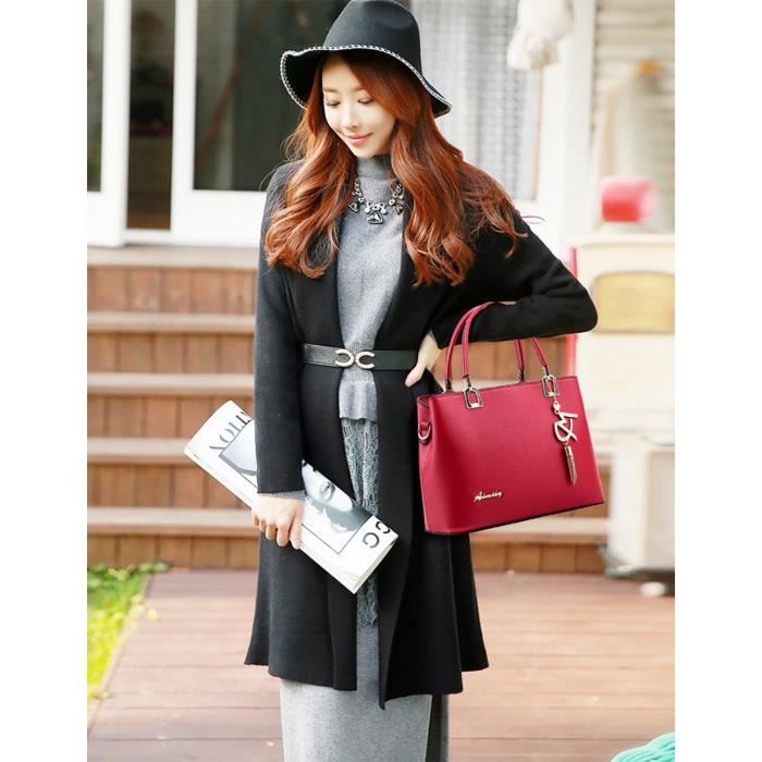 Sac pour femme en cuir PU grand sac main sac bandouli re