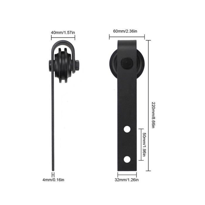 ZEKOO Kit de atériel pour porte coulissante de grange - 12 - 3,7 ZEKOO Kit de atériel pour porte coulissante de grange - 12 - 3,7