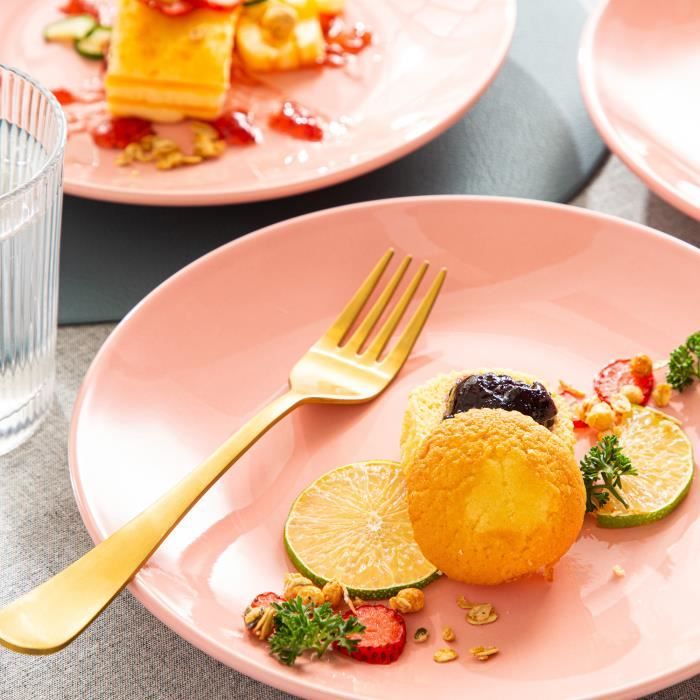 Assiettes à dessert en porcelaine LOVECASA Série Sweet - Rose