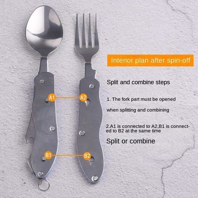 SwirlColor Couvert 3-en-1 Fourchette Cuillère Inox Portable - Spork Camping Randonnée (Lot De 2)
