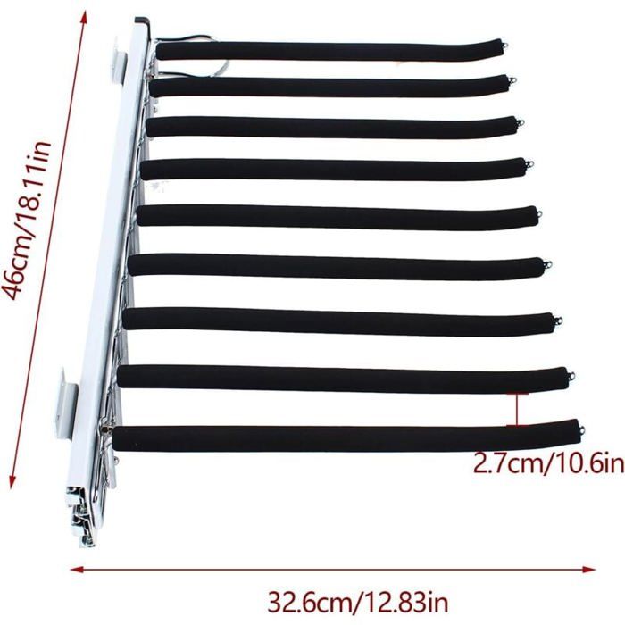 Porte-pantalons Extensible 22 Bras – Coulissant Silencieux, Aluminium Flocké, Gain De Place Placard