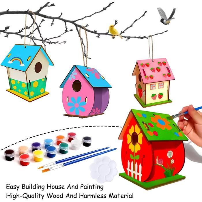 Maison D'oiseau Activite Manuelle Enfant, 2 Pcs Maison D'oiseau Bricolage  Kit pour Enfant Construire Maison Oiseau en Bois Maison D'oiseau Peindre  Jouet Kit de Loisir Creatif Activites manuelles : : Jeux et