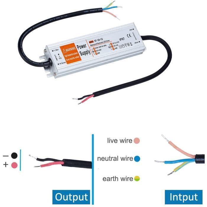 Transformateur LED 15W IP67 input 220V, output 12V pour 3-015, 3-016 et  3-017