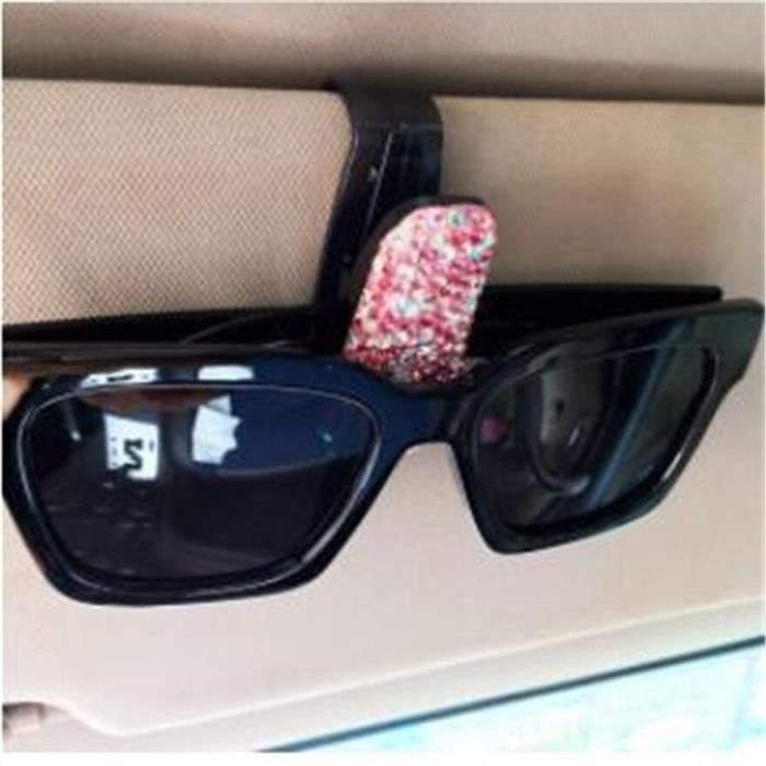 1 pièce Porte-lunettes de pare-soleil de voiture avec strass