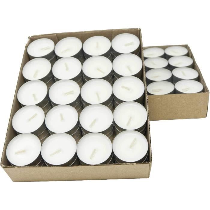 Lot De 50 Bougies Chauffe-plat Blanc - 4 Cm, Durée 4h - Coque Alu - Fabriqué En UE