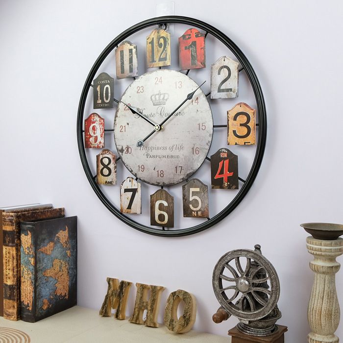 Horloge Murale Rétro Jomparis 40,6 Cm – Cadran Blanc, Finition Cuivre – Fonctionne Sur Pile AA
