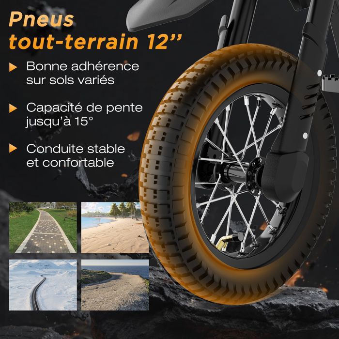 Moto électrique enfant AC-S2G 12'', 350W,Batterie 36V 5.2Ah, Autonomie 22 km,3 Vitesses,Charge Moto électrique enfant AC-S2G 12'', 350W,Batterie 36V 5.2Ah, Autonomie 22 km,3 Vitesses,Charge