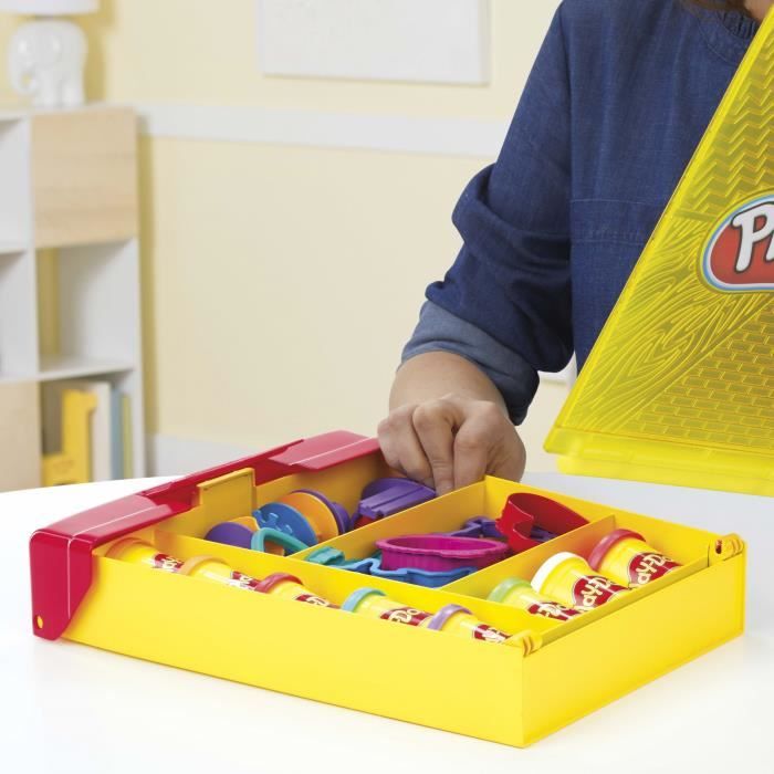 Play-Doh, Mallette des créations avec 40 outils, 8 pots de pâte à