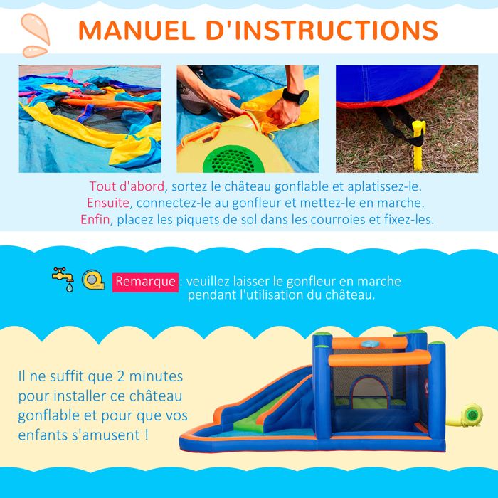 Outsunny - Château gonflable - Tissu Oxford - 420x370x230cm - multicolore - Jeux - Jouets