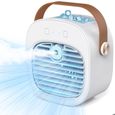 Climatiseur Portable - Mini Climatiseur Rechargeable 4000 MAh Avec 3 Vitesses, Autonomie De 5 À 10 Heures - Blanc