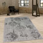PACO HOME Tapis D'Intérieur Et D'Extérieur Vintage Design Motif Losanges Tissé À Plat Gris [80x200 cm]