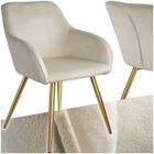 CHAISE - TECTAKE - Chaise MARILYN Effet Velours Style Scandinave Pieds en Acier doré Dossier ergonomique - Crème/Or