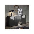 TOUSMESMEUBLES Buffet 3 portes laqué Gris brillant - METRIA - L 181 x l 42 x H 84