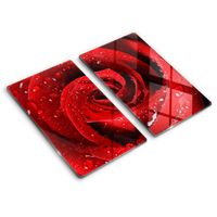 Protection Plaque de Cuisson, couvre plaque de cuisson en verre - Decortapis - Lot de 2, 30 x 52  cm Pétales de fleurs de roses
