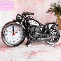 Réveil,ANNEFLY modèle de moto ornement d'horloge créatif cadeau d'enfant réveil (noir et gris)