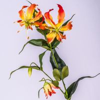 Gloriosa artificielle, jaune-orange, 80 cm, Ø 15 cm - Fleur artificielle - Tige de fleur - artplants
