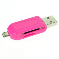 4 en 1 USB OTG Support Micro lecteur de carte SD / SDHC carte T-Flash -Rose