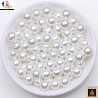 BRICAF- 50 Pièces De Perles Ronde Blanches pour Bracelets, 10mm perles pour Bijoux, Décoration, Art de tisser