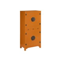 Armoire 4 portes, 3 tiroirs Orange Meuble Chinois - PEKIN - L 63 x l 33 x H 131