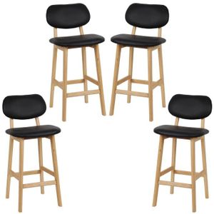 4pcs Tabouret De Bar Chaise De Cuisine En Bois Blanc