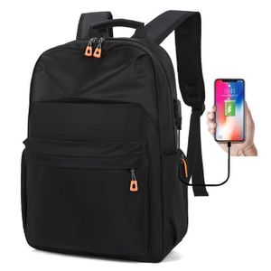 SAC À DOS INFORMATIQUE Sac à Dos Ordinateur Portable 15.6 Pouces Homme Imperméable avec USB Charging Port, Sac à Dos pour Loisirs/Affaire/Scolaire Noir