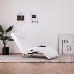 CHAISE LONGUE COC-Chaise longue de massage avec oreiller Blanc Similicuir