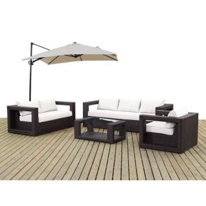 Salon De Jardin Resine Tressee Rio Buffalo Marron Parasol