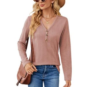 PULL Pull Femme Manches Longues Col V Avec Boutons Casu