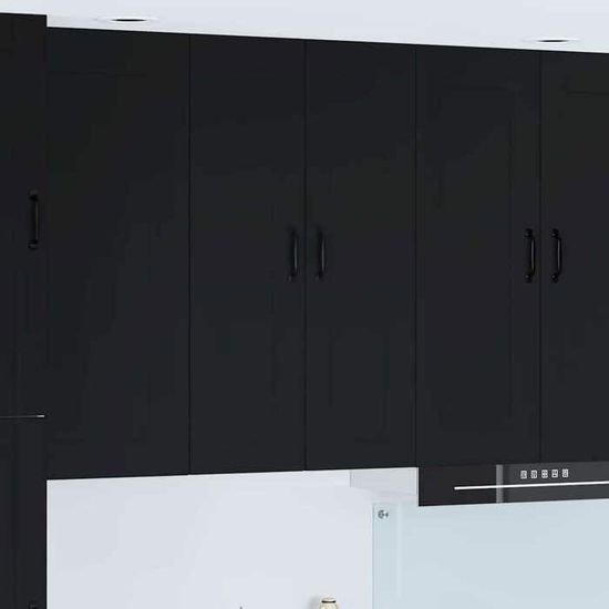 Toshilian Meuble Haut De Cuisine Suspendu – Armoire Murale 80x31x60 Cm Noir Mat, Rangement Optimisé