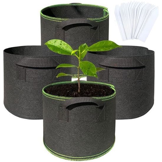 10 Sacs De Plantation 19L Tissu Respirant - Avec Poignées, Pour Potager, Légumes, Fleurs, Tomates, Réutilisables