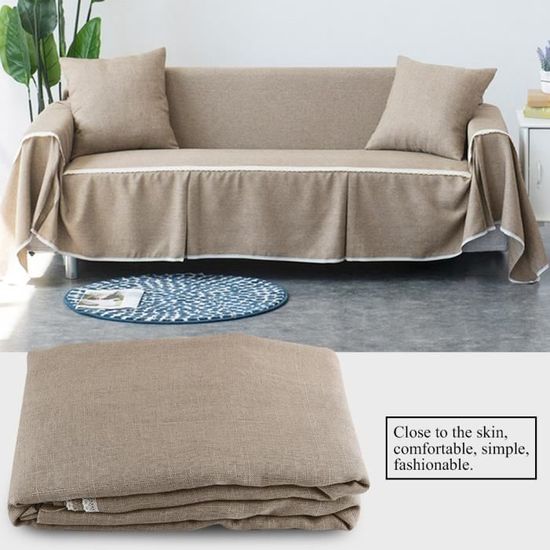 Housse de canapé en Tissu Imitation Lin - TAM - 3Places - Marron - Confortable et Pratique