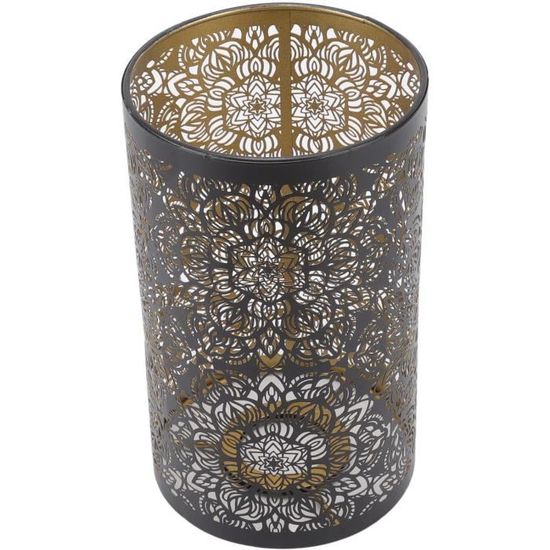 Abat-jour Métallique Creux Vintage Noir Et Or Cocoarm – Design Ajouré, Double Usage E27/E14 – Pour Lampe Bureau Ou Plafond - 3