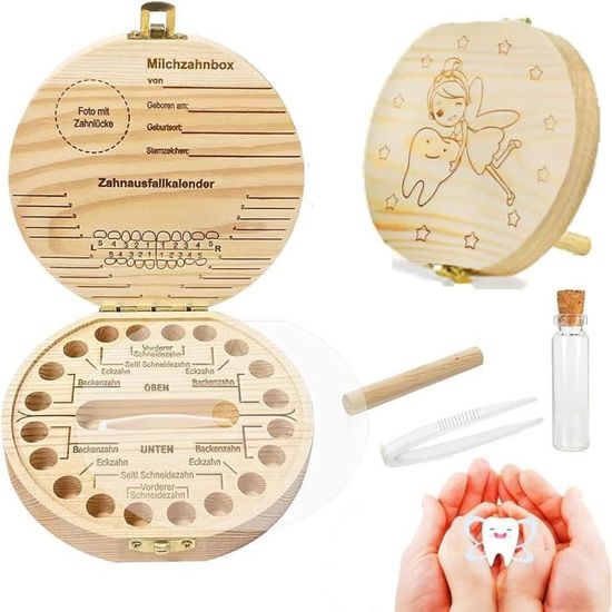 Boîte à Dents De Lait En Bois Personnalisable - Cadeau Pour Enfants, Avec Gravure De Nom, Pour Souvenirs De Croissance