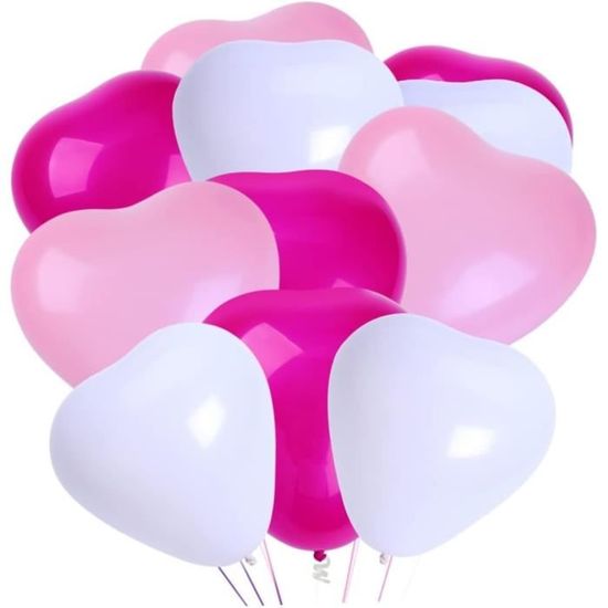 Lot De 10 Ballons Cœurs Pour Mariage Ou Décoration - Choix De Couleurs, Décoration Sur Film